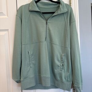 Cozy Half-Zip Pullover Sweatshirt in Sage Green